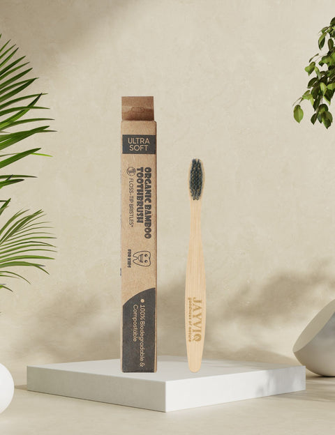 Natural Bamboo Eco-Friendly Charcoal Kids Toothbrush With Sensitive Soft Bristle