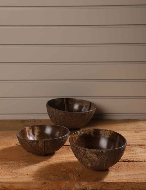 Natural Finish Coconut Shell Bowls Normal Without Base 150Ml -250Ml