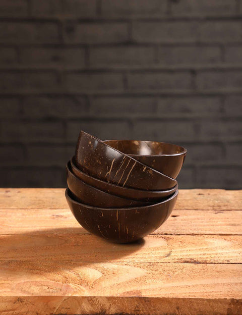 Full Polished Coconut Shell Bowls Normal Size Without Base 150Ml -250Ml